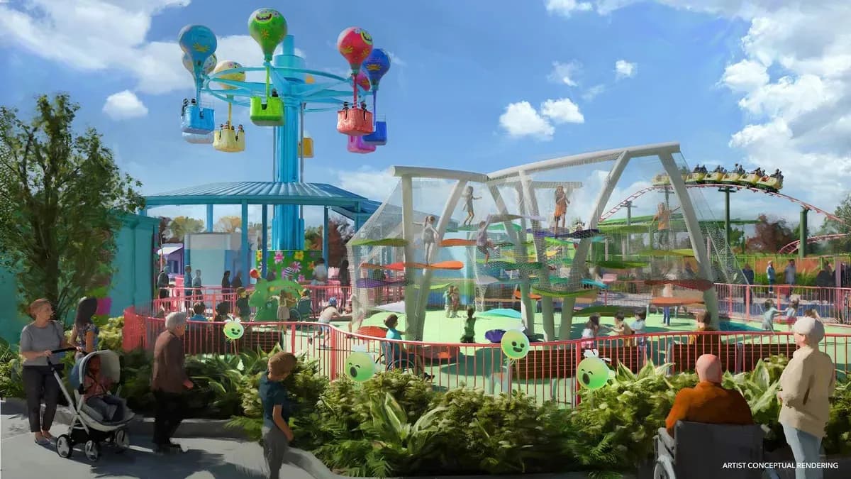 DreamWorks TrollsFest colorful land with Poppy and friends at Universal Kids Resort Frisco Texas